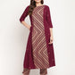 Ahalyaa Women's Wine Crepe Gold Glitter Print Kurta Trouser Set | Swadesiicart
