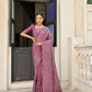 Vishnu Weaves Women's Wine Handloom Raw Silk Saree with Blouse - Swadesiicart