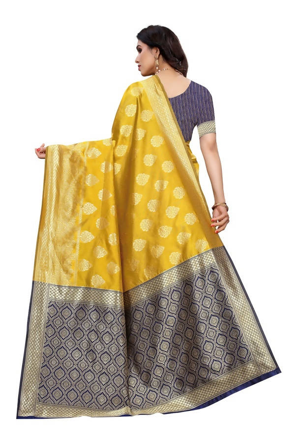 Vamika Banarasi Jacquard Weaving Yellow Saree (Dangal Yellow) | Swadesiicart