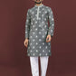 Anaita Grey Embroidered Silk Straight Kurta