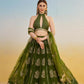 Aastha Fashion Mehandi Green Butterfly Net Tone To Tone Cotton Thread Work And Sequence Work Embroidery Wedding Wear Lehenga Choli