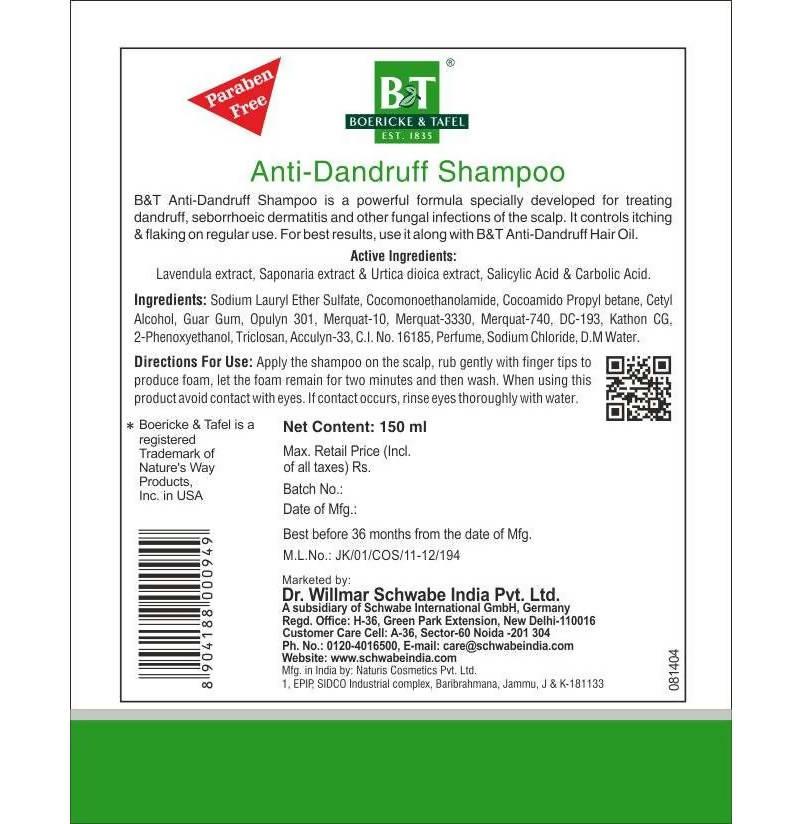 Boericke & Tafel Anti- Dandruff Shampoo - Swadesiicart