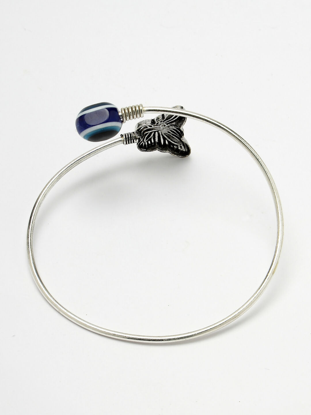 NVR Women Oxidised Rhodium-Plated Evil Eye Kada Bracelet - Swadesiicart