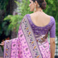 Vishnu Weaves Women's Baby Pink Paithani Patola Silk Zari Woven Saree with Unstitched Blouse - Swadesiicart