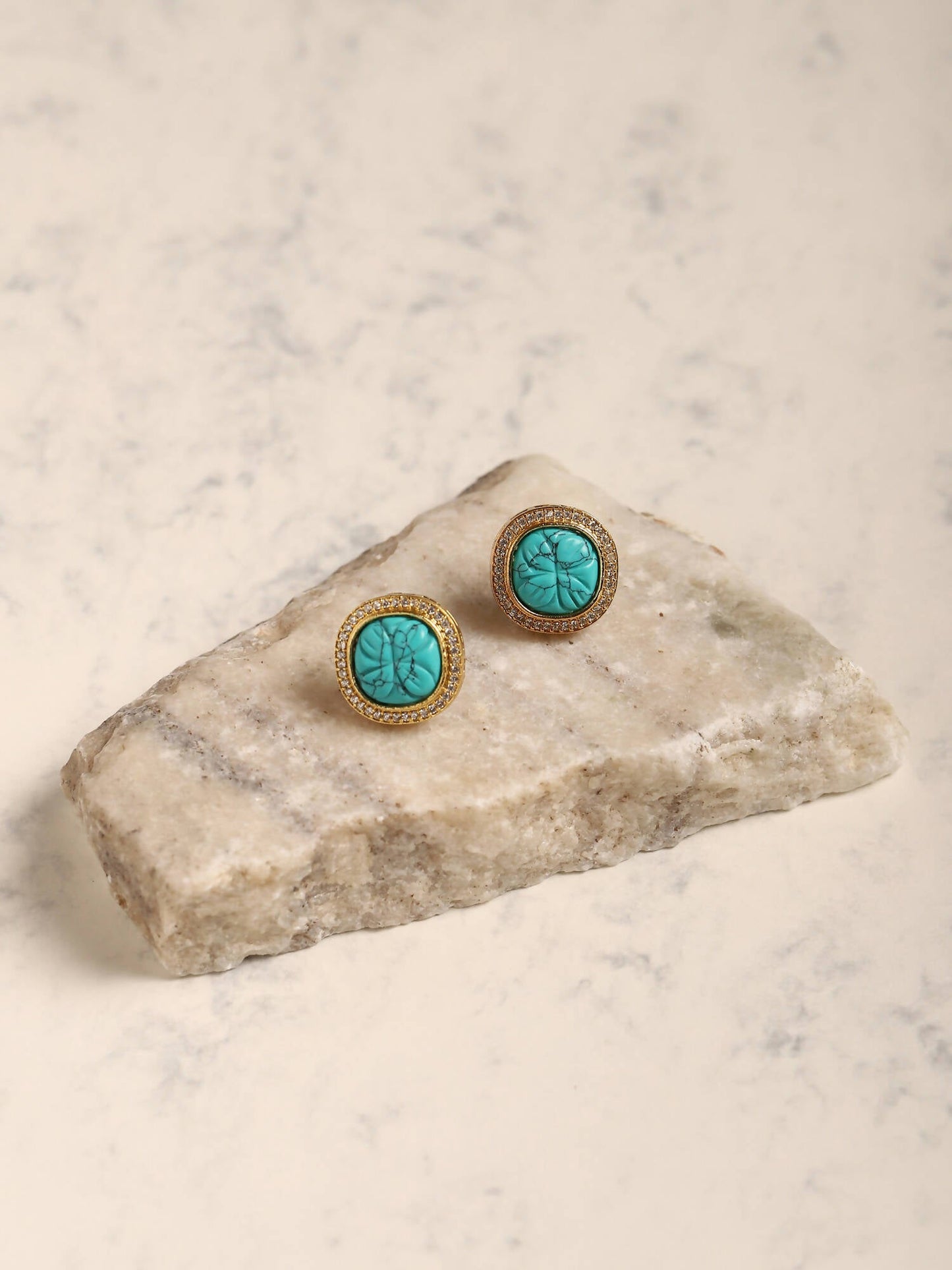 Blue Gold-Polished Handcrafted Studs Earrings - Ruby Raang - Ruby Raang Studio
