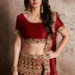 Jyoti Fashion Mesmerizing Red Sequins Embroidered Velvet Lehenga Choli with Dupatta | Swadesiicart