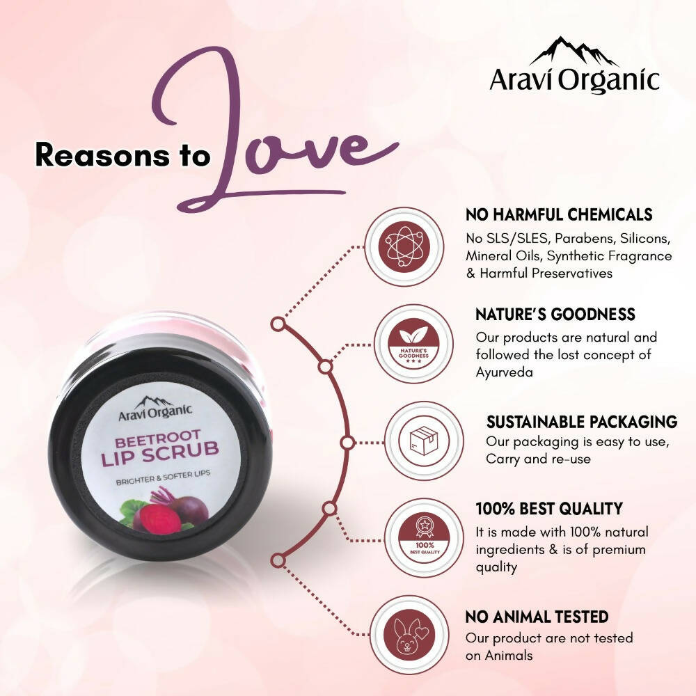Aravi Organic Beetroot Lip Lightening Scrub Balm - Swadesiicart