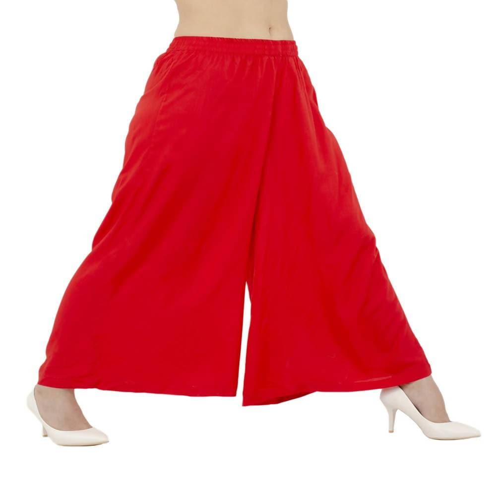 Lagi Women's Red Solid Palazzo (PLZ03B) | Swadesiicart