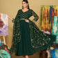 Jyoti Fashion Women's Bottle Green Georgette Embroidered Anarkali Kurta Pant Set With Dupatta | Swadesiicart