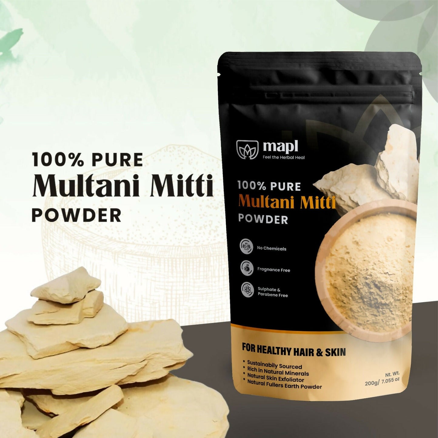 MAPL Multani Mitti Natural Fullers Earth Powder | Swadesiicart