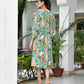 Vaasva Women's Teal Musline Viscose Digital Printed Dress | Swadesiicart