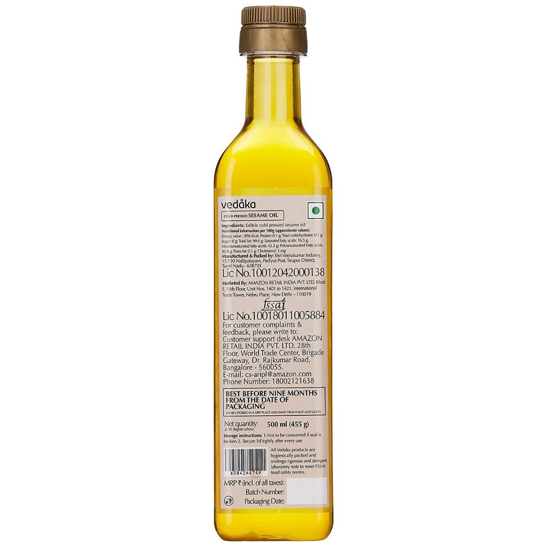 Vedaka Cold Pressed Sesame Oil - Swadesiicart
