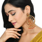 Mominos Fashion Johar Kamal Triple Circle White With Red Big Size Earrings - Swadesiicart
