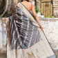 Joban Fashion Silver Grey Pure Katan Pure Handloom Banarasi Silk Saree | Swadesiicart
