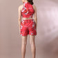 Myshka Women's Multi Printed Shirt Collar Party Top With Shorts Co-ord set - Swadesiicart