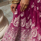 Aastha Fashion Dark Pink Butterfly Net White Cotton Thread Work And Sequence Work Embroidery Wedding Wear Lehenga Choli