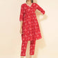 Janasya Women's Red Cotton Floral Printed Casual Flared Co-ords - Swadesiicart