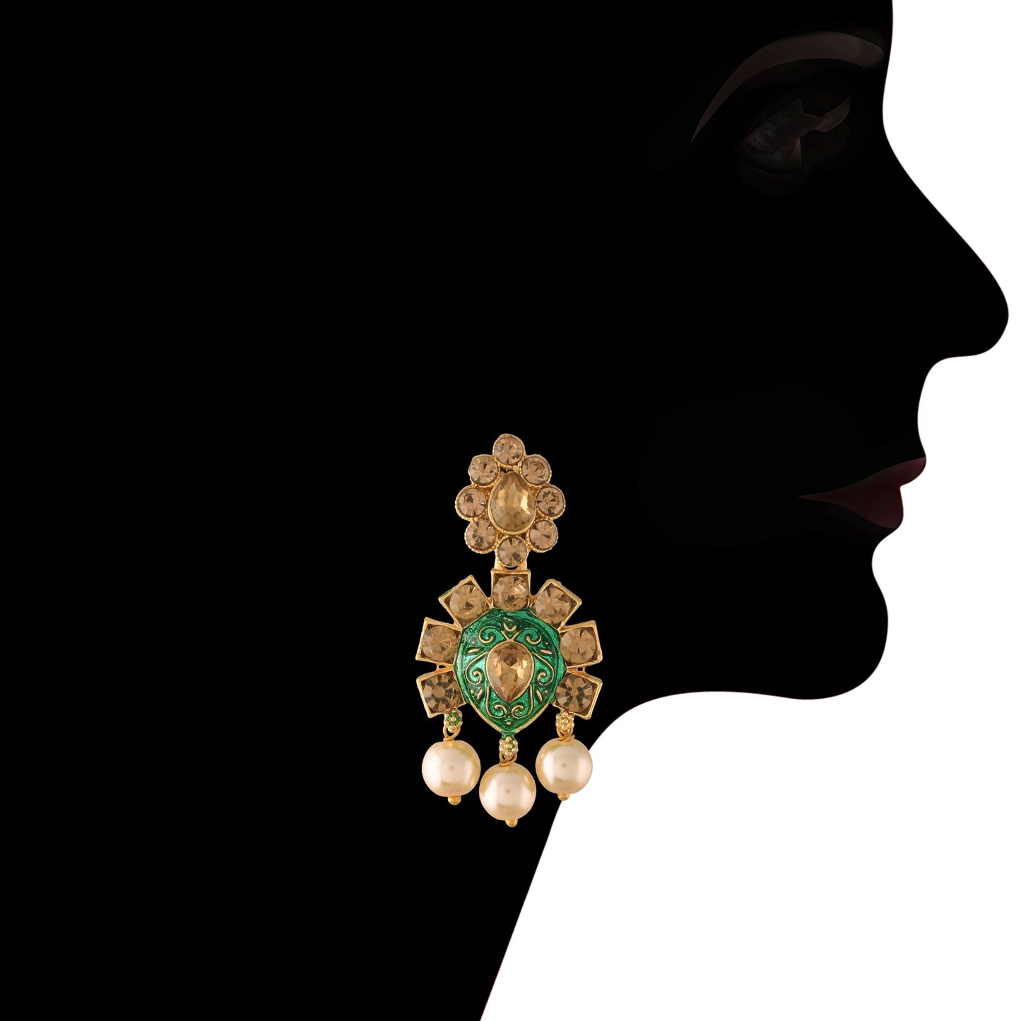 Gold-Polished Green Meenakari Choker Set Glided With Pearls For Women/Girls - Wahe Jewels - Swadesiicart