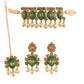 Gold-Polished Green Meenakari Choker Set Glided With Pearls For Women/Girls - Wahe Jewels - Swadesiicart