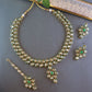 Gold-Polished Traditional Green Meenakari Handcrafted Kundan Necklace With Dangle Earrings & Maang Tikka Jewellery Set For Women/Girls - Wahe Jewels - Swadesiicart