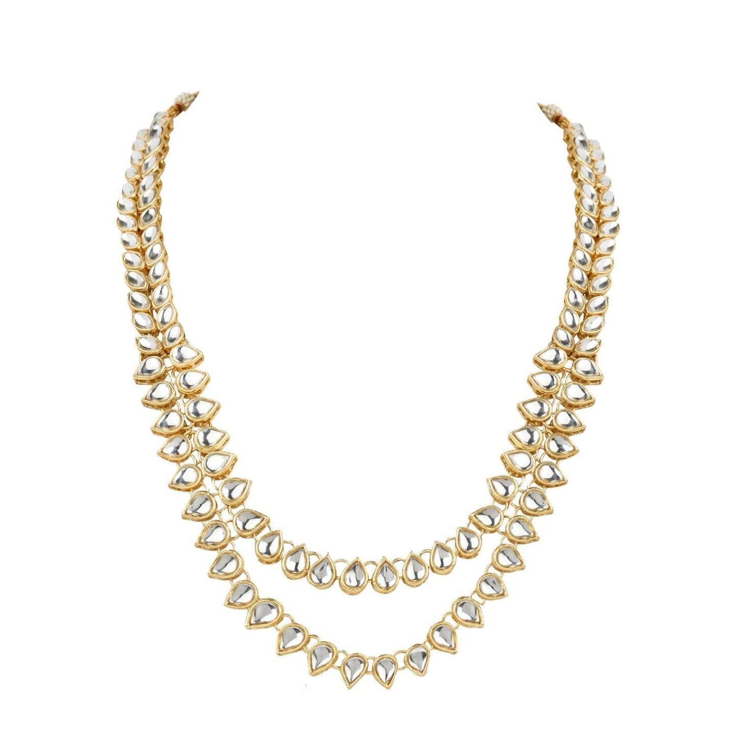 Gold-Polished Traditional Kundan Necklace Jewellery Set with Earrings & Maang Tikka for Women - Wahe Jewels - Swadesiicart