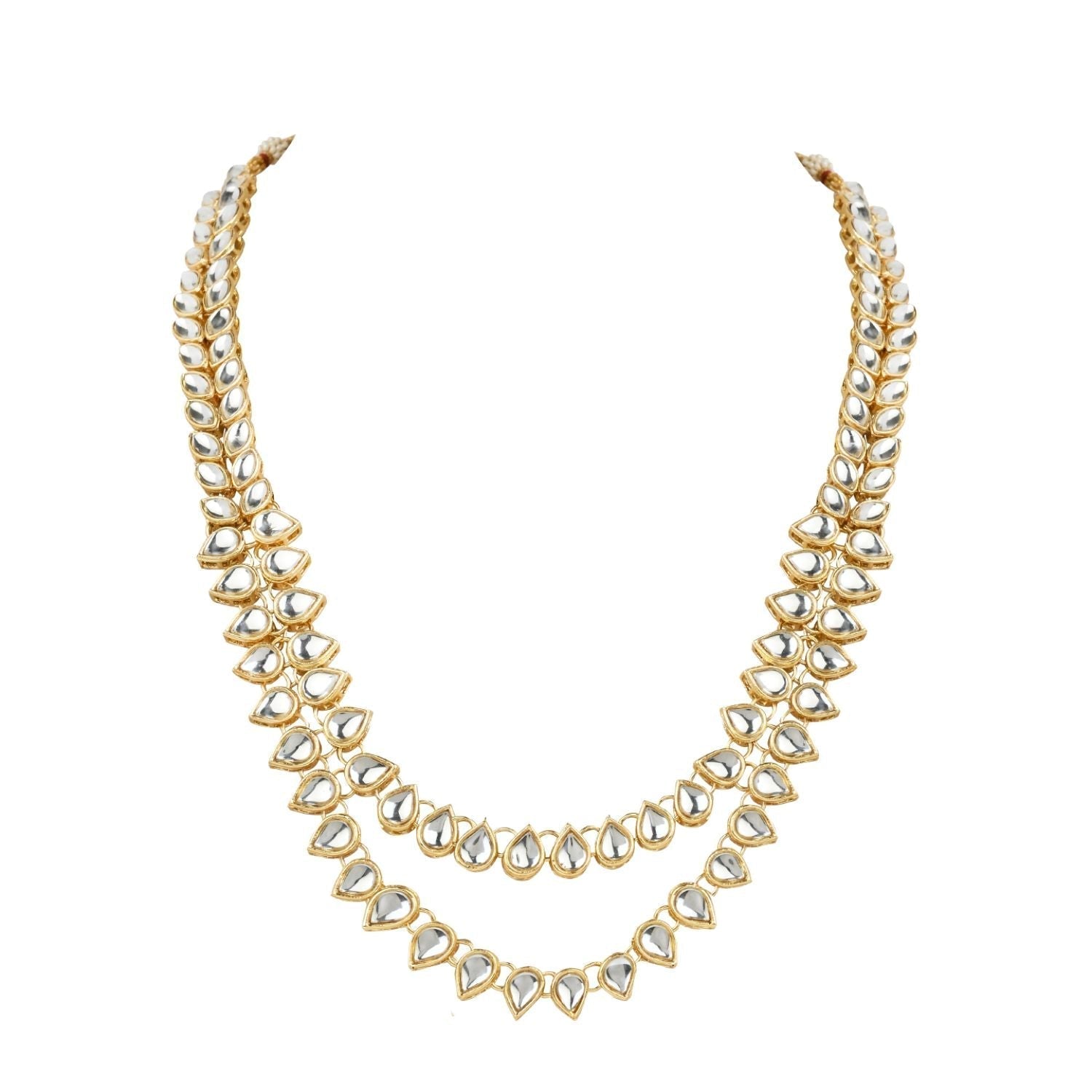 Gold-Polished Traditional Kundan Necklace Jewellery Set with Earrings & Maang Tikka for Women - Wahe Jewels - Swadesiicart
