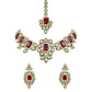 Gold-Polished Traditional Kundan & Stone Studded Choker Necklace Jewellery with Earrings & Maang Tikka Set for Women - Wahe Jewels - Swadesiicart