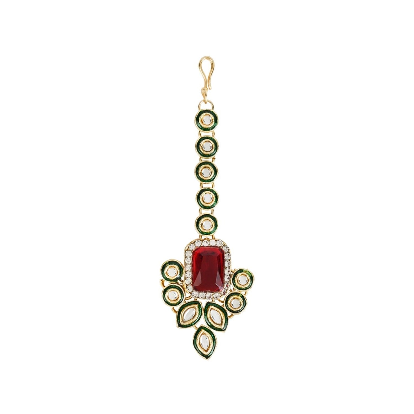Gold-Polished Traditional Kundan & Stone Studded Choker Necklace Jewellery with Earrings & Maang Tikka Set for Women - Wahe Jewels - Swadesiicart