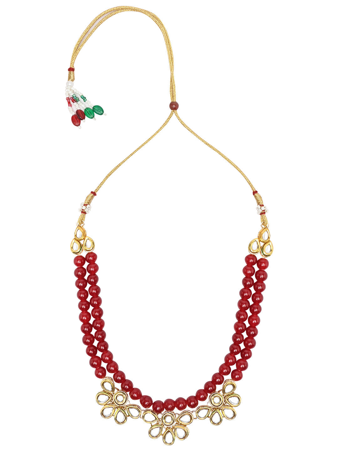 Gold-Polished Traditional Kundan & Pearls Necklace Jewellery Set with Earrings for Women And Girls - Wahe Jewels - Swadesiicart