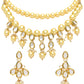 Gold-Polished Traditional Kundan & Pearls Choker Necklace Jewellery Set with Earrings for Women and Girls - Wahe Jewels - Swadesiicart