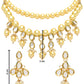 Gold-Polished Traditional Kundan & Pearls Choker Necklace Jewellery Set with Earrings for Women and Girls - Wahe Jewels - Swadesiicart