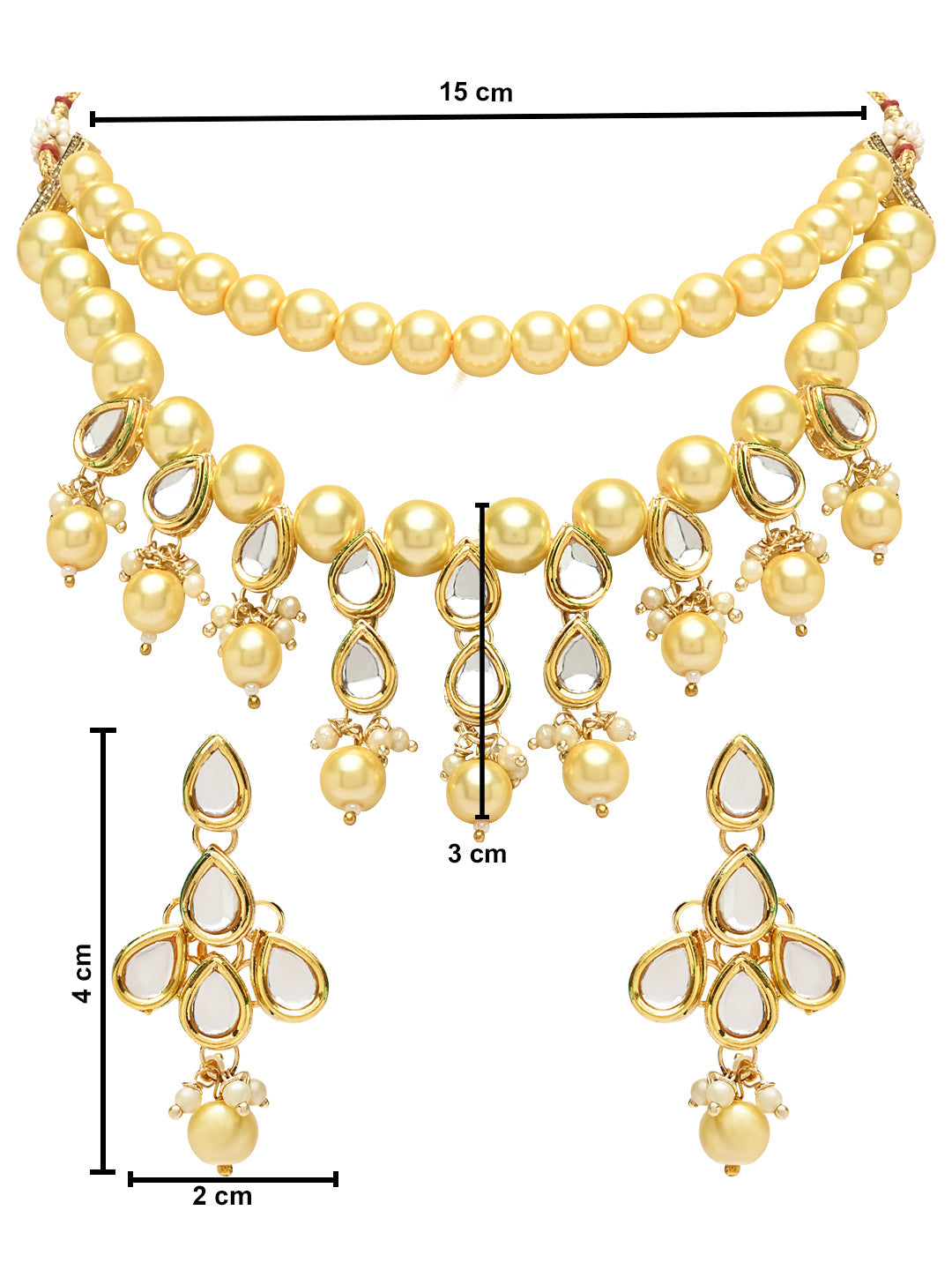 Gold-Polished Traditional Kundan & Pearls Choker Necklace Jewellery Set with Earrings for Women and Girls - Wahe Jewels - Swadesiicart