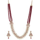 Gold-Polished Traditional Stunning Maroon Meenakari Kundan Studded Pearl Necklace Jewellery Set with Earrings For Women and Girls - Wahe Jewels - Swadesiicart