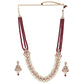 Gold-Polished Traditional Stunning Maroon Meenakari Kundan Studded Pearl Necklace Jewellery Set with Earrings For Women and Girls - Wahe Jewels - Swadesiicart