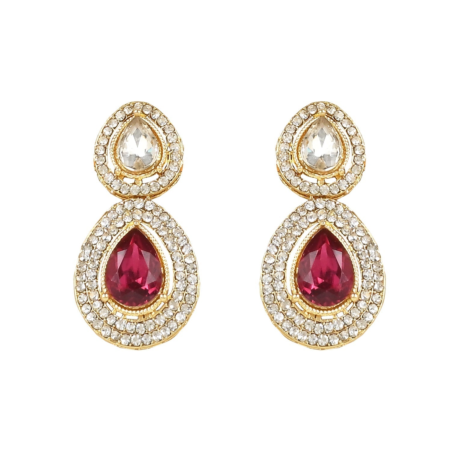 Gold-Polished Traditional Kundan & Stone Studded Choker Necklace Jewellery Set with Earrings & Maang Tikka for Women And Girls - Wahe Jewels - Swadesiicart
