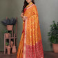 Joban Fashion Orange Plain Banarasi Silk Sarees | Swadesiicart