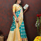 Lorenvalley Fashion Teal Organza Silk Woven Design with Meenakari Weaving Saree - Swadesiicart