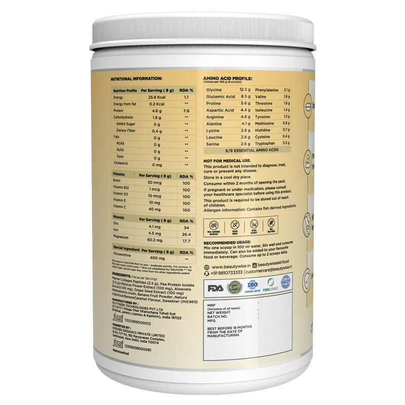 Beautywise All In One Collagen Proteins - Banana Caramel | Swadesiicart