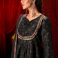 BulBul Black Ajrakh Print Chanderi Silk Kurta Set with Dupatta - Swadesiicart