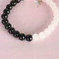 NVR Men & Women Black & White Marbel Crystal Elasticated Bracelet - Swadesiicart