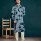 Blue Viscose Designer Sequance Embroidery Work Men's Kurta Set - Mahotsav
