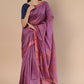 Very Much Indian Handloom Cotton Silk Maheshwari Saree With Sleek Golden Border - Maroon | Swadesiicart