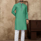 Anaita Rama Green Linen Silk Straight Kurta