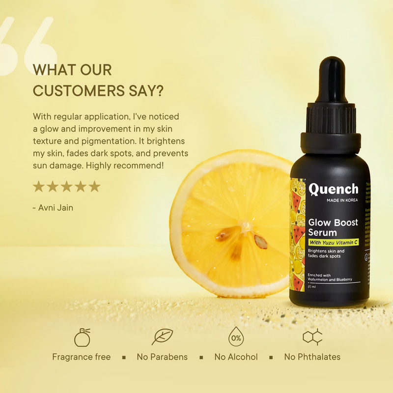 Quench Vitamin C Glow Boost Serum with Yuzu Extracts Brightens & Fades Dark Spots | Swadesiicart