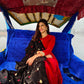 trueBrowns Black Velvet Silk Embroidered Lace Ready Pleated Saree | Swadesiicart