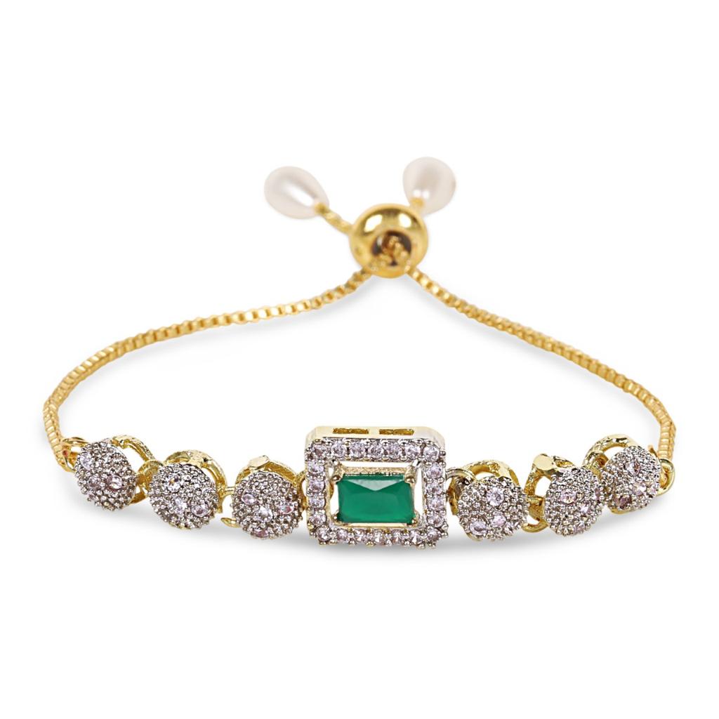 Rhodium-Plated Alloy American Diamond Studded Bracelets - The Pari - Swadesiicart