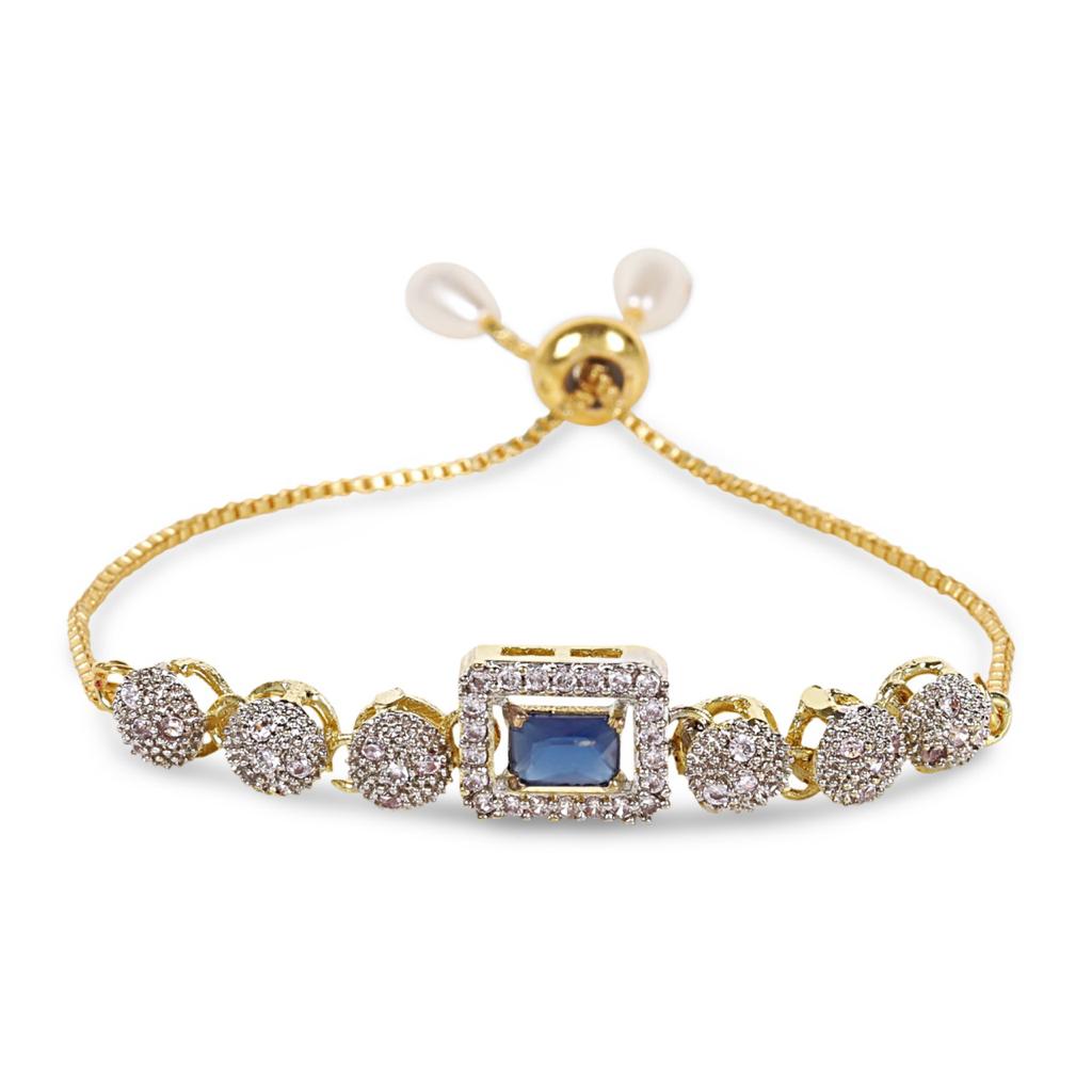 Rhodium-Plated Alloy American Diamond Studded Designer Bracelets - The Pari - Swadesiicart