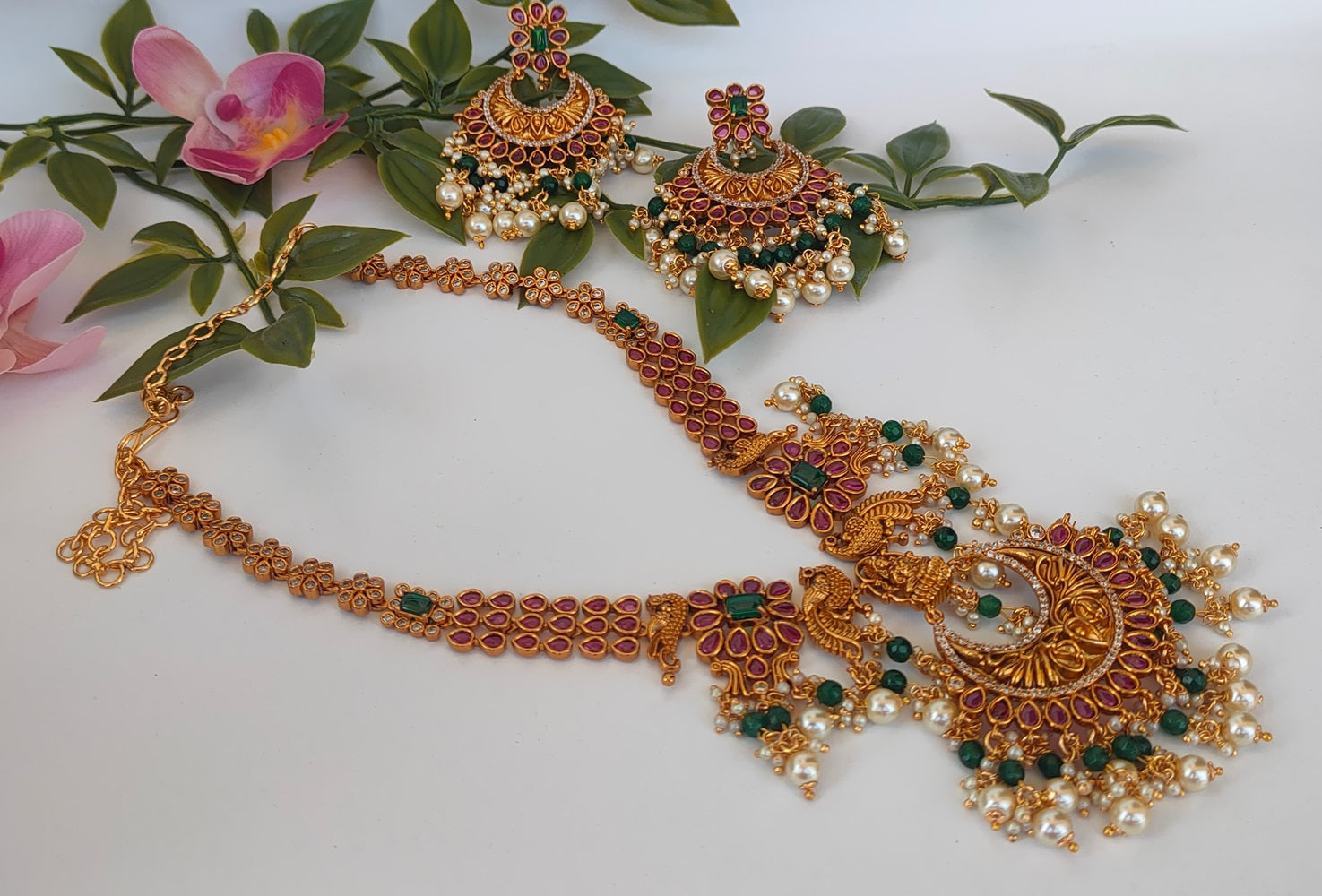 Matt Finish Temple Jewellery - Mokshi Collections