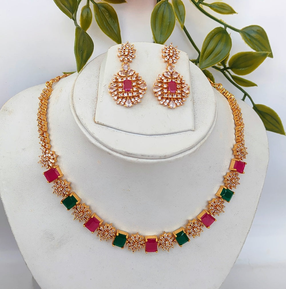 Multicolor AD Designer Necklace Set - Mokshi Collections