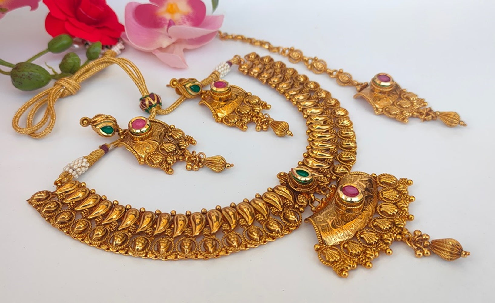 Gold-Polished Semi Bridal Set - Swadesiicart